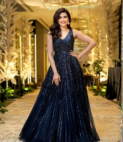Celebrity styling — midnight sequinned gown, Megha & Jigar