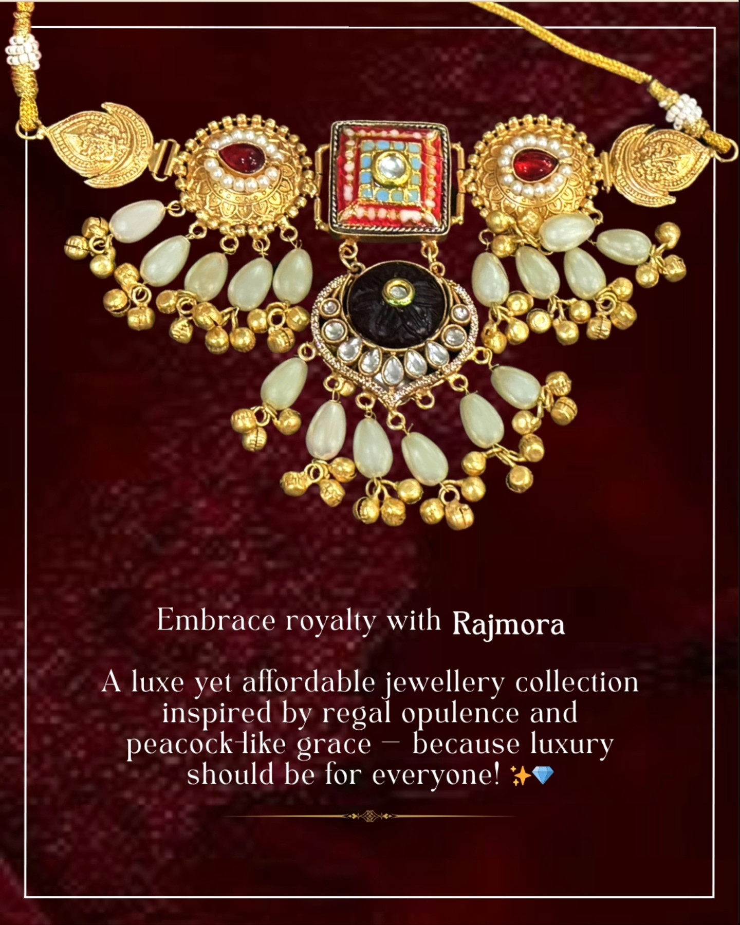 Rajmora collection launch creative — kundan choker