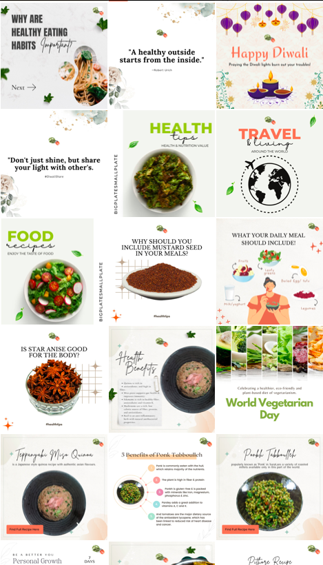 Big Plate Small Plate social media grid