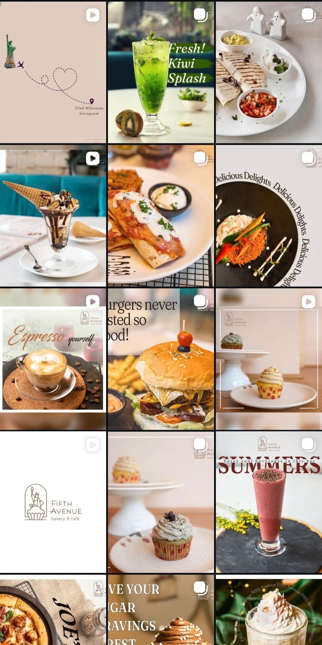 Fifth Avenue Cafe social media grid
